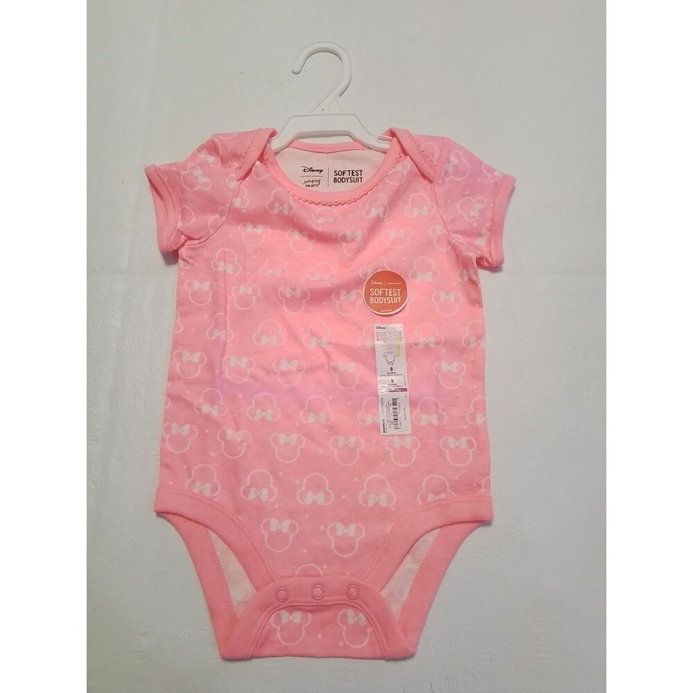 INFANT DISNEY JUMPING BEANS MINNIE MOUSE BODYSUIT SIZE 9 MONTHS. PINK. NEW.
